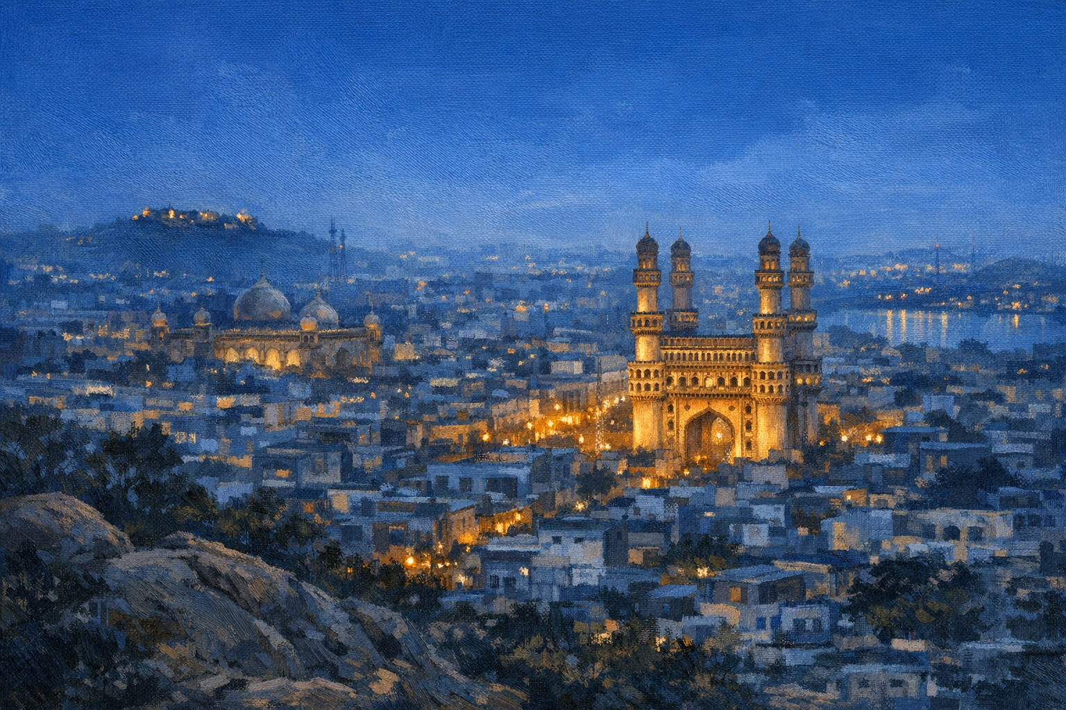 Stylized city cover for Hyderabad