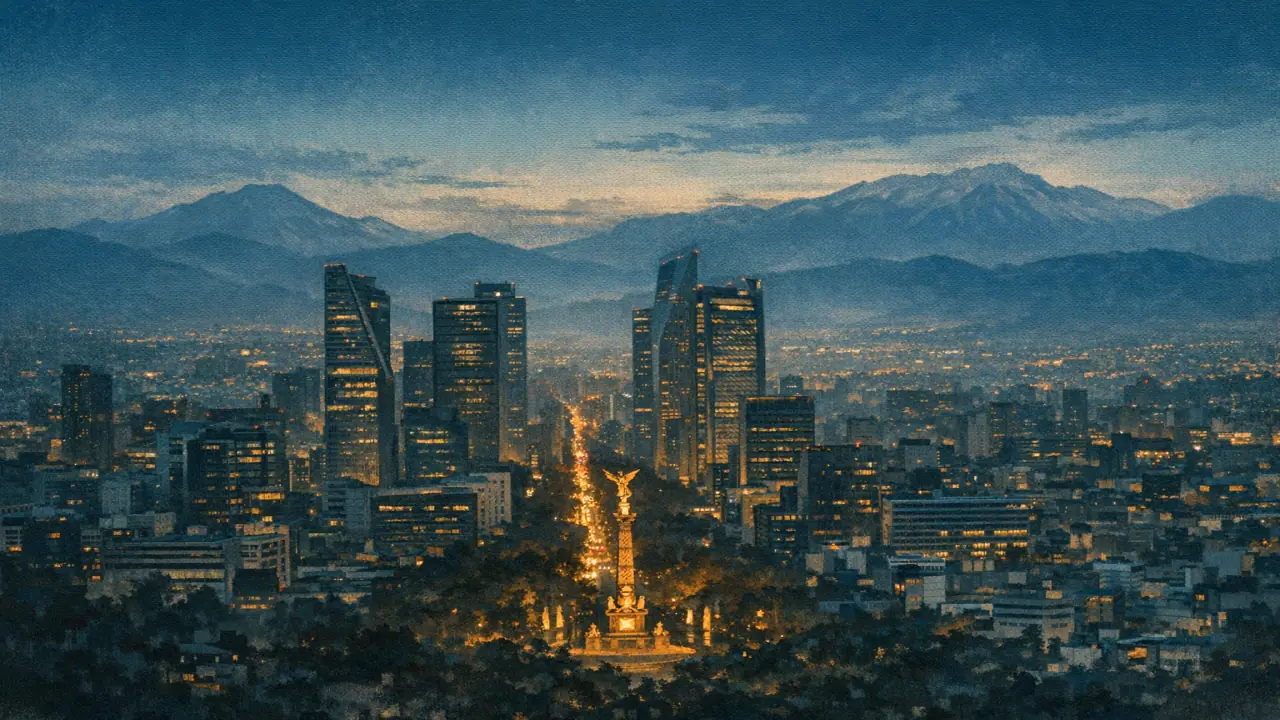 Stylized city cover for Mexico City