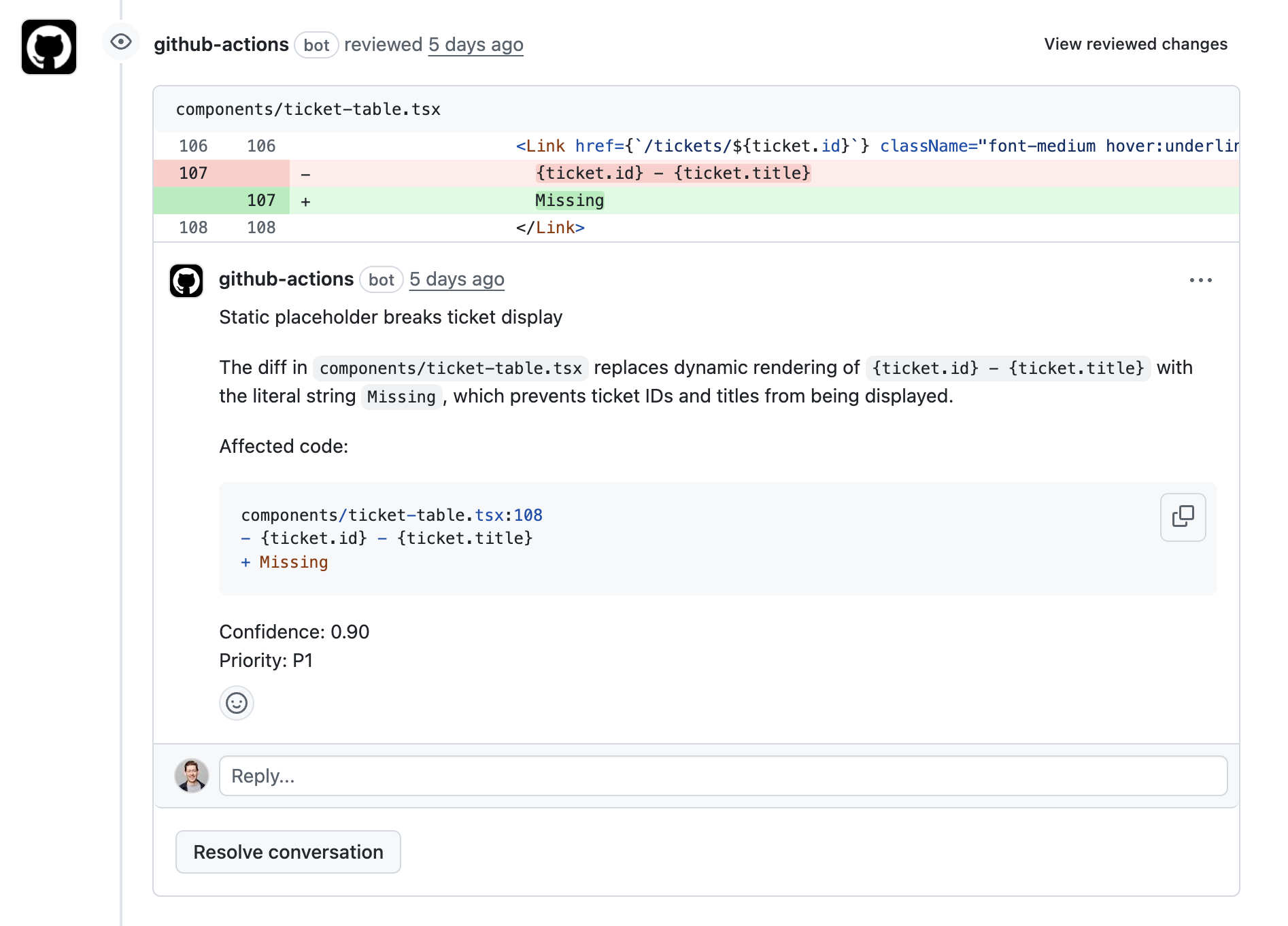 Codex Code Review in GitHub