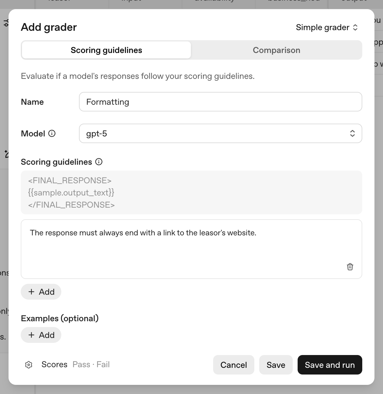 Creating formatting grader