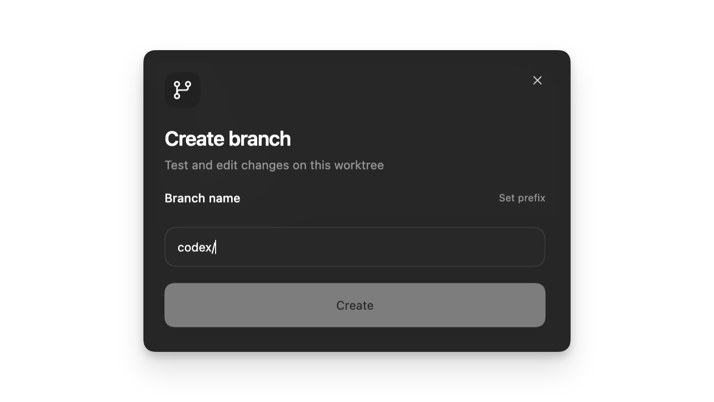 Worktree thread view with branch controls and worktree details