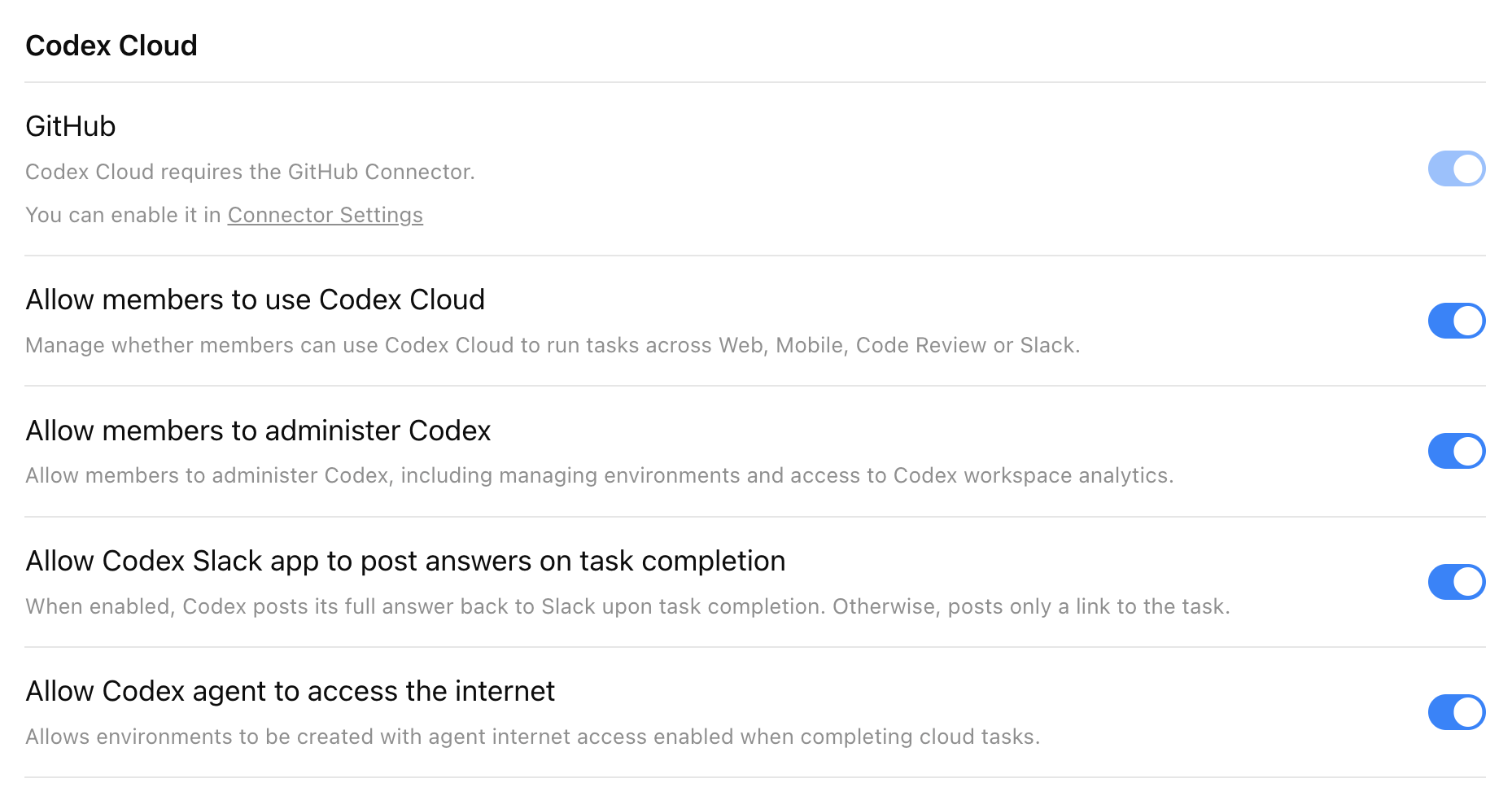 Codex cloud toggle
