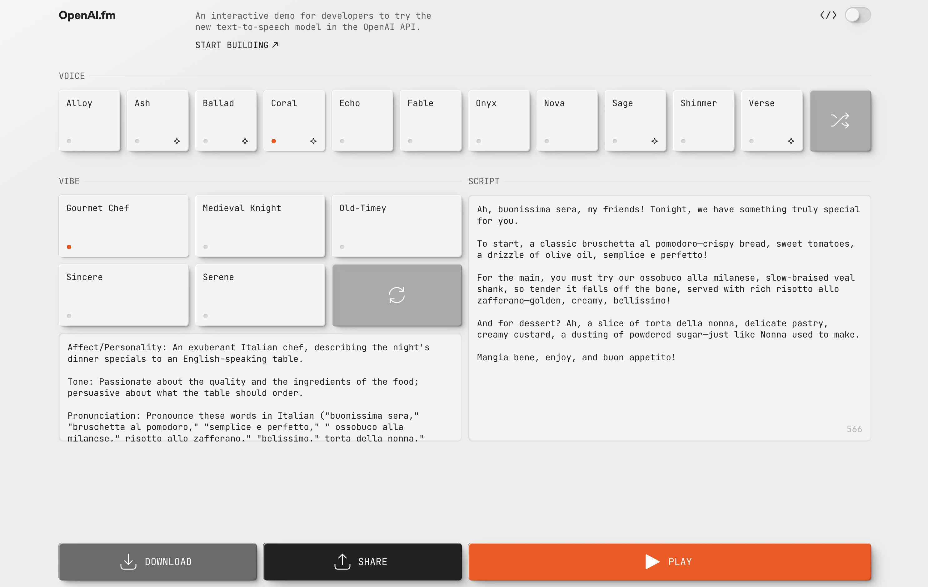 OpenAI.fm app screenshot